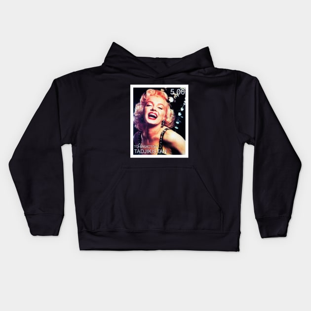 Marilyn Monroe Postage Stamp Kids Hoodie by VintCam